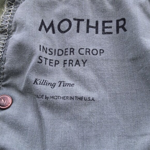 Mother The Insider Crop Step Fray Jeans Army Green Sz 27 - Picture 6 of 8